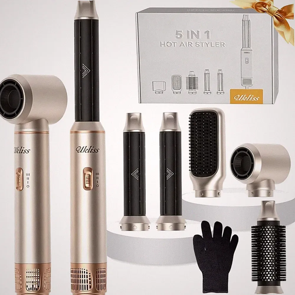 Hairstyler Set 5 in 1 Lockenstab Föhn Rundbürste Glätteisen Bad Hair