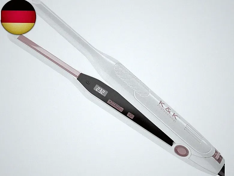 K&K Mini Glätteisen Für Kurze Haare, 2 in 1 Mini Lockenwickler Aus Keramik