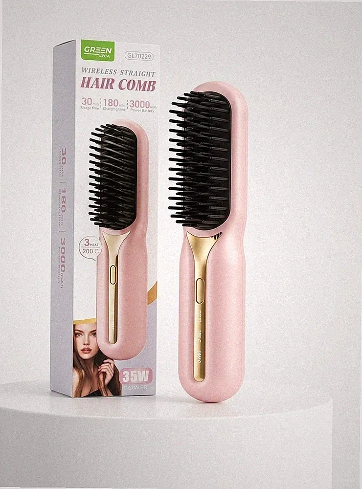 Kabellose Glättbürste Haarglätter Bürste Glätteisen Mini Mit Ladestation Tragbar