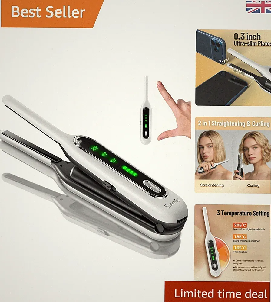 Kabelloser 2-in-1 Haarglätter & Lockenstab - Perfekt für kurze Haare & Bärte
