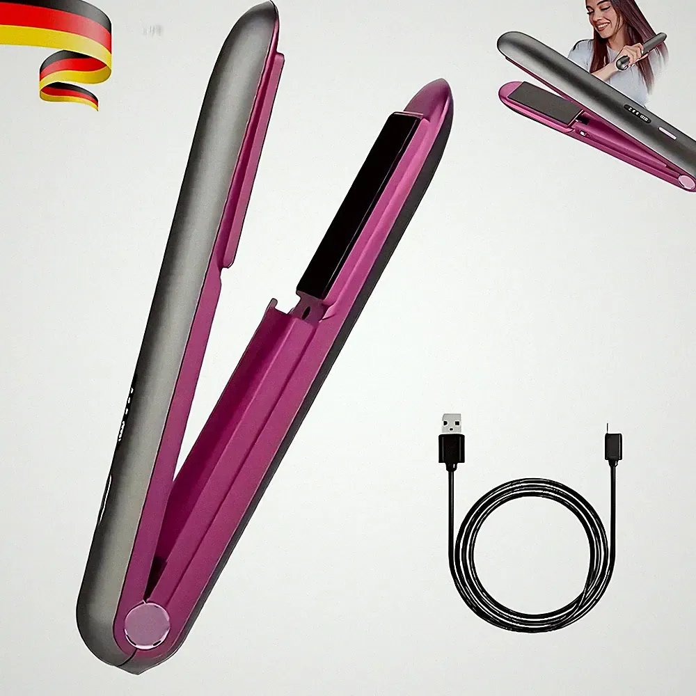 Kabelloser Haarglätter 2-in-1 Lockenwickler Tragbarer Mini Reise Glätteisen NEU