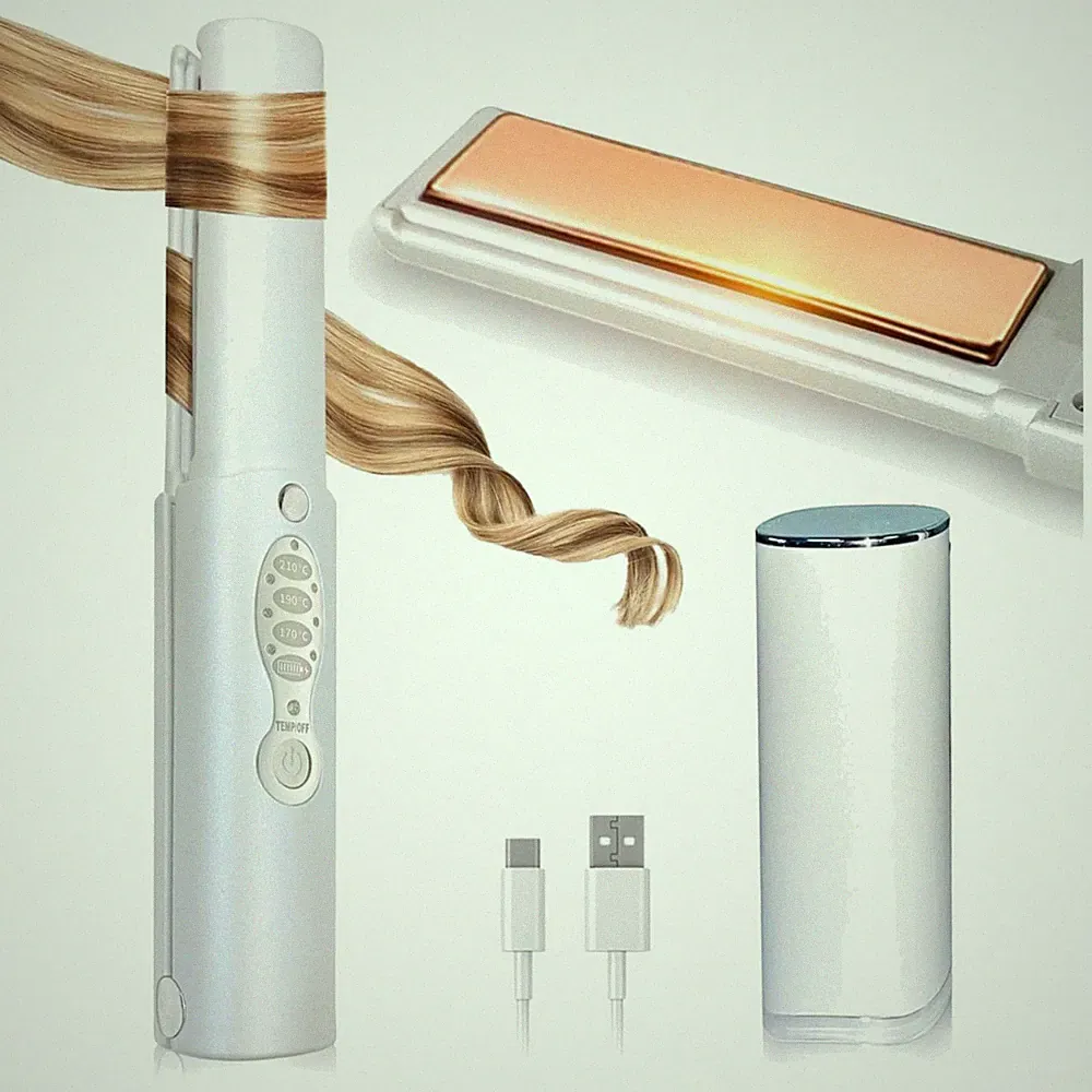 Kabelloses Glätteisen Titan 2-in-1 Reisegerät 5000mAh Akku 3 Temperatur
