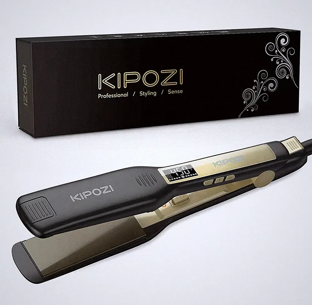 KIPOZI Titan Glätteisen | LCD, Schnellheizung, 2in1, Reise