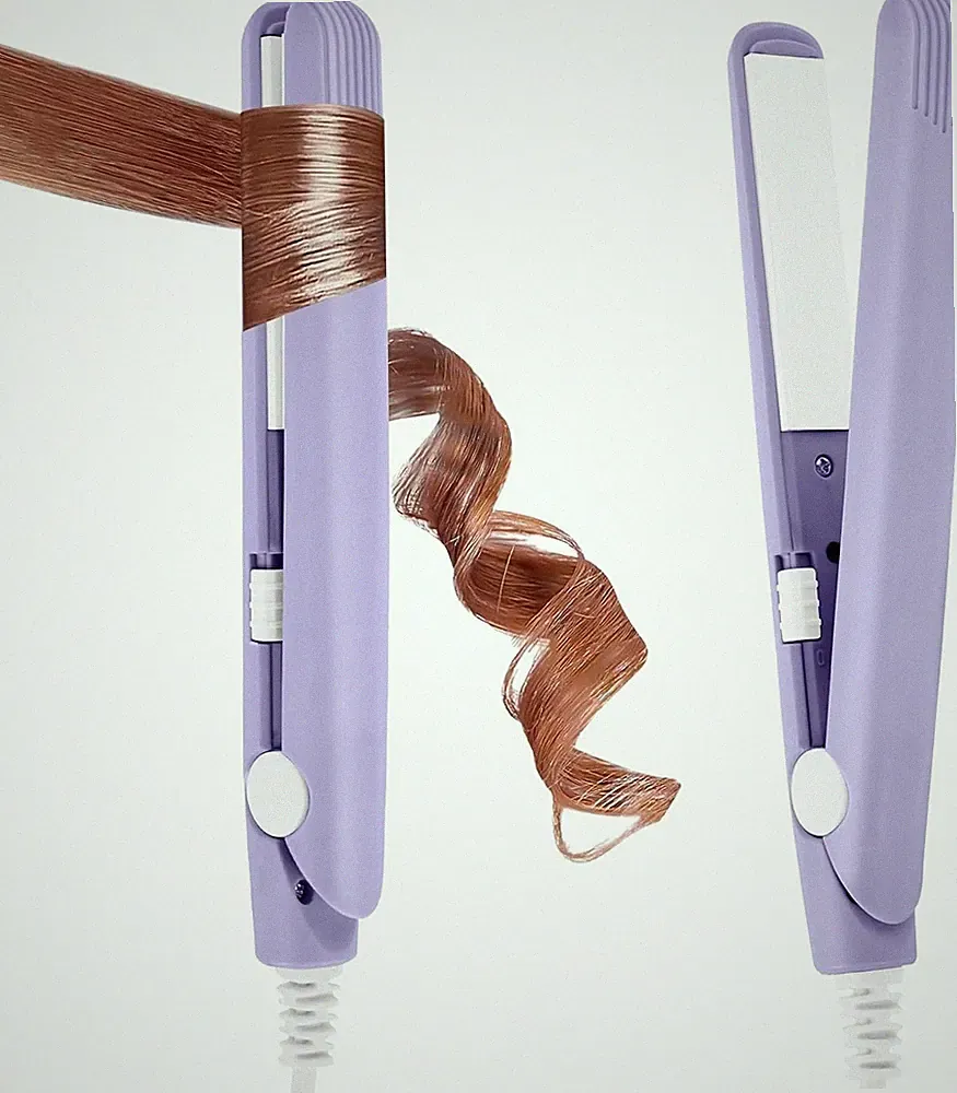 Kompaktes Mini Glätteisen für alle Haartypen, 2-in-1 Funktion, Lila - Haarglä...