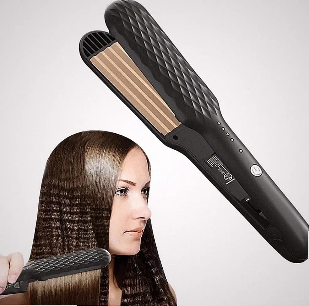 Kreppeisen Haarcrimper Waffeleisen Glätteisen Haare Styling Keramik Schwarz