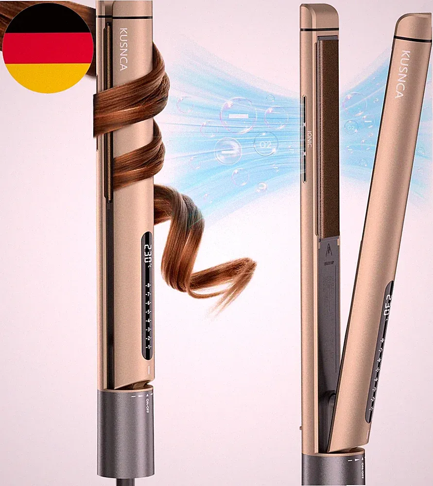 KUSNCA Ionen Glätteisen, 2 in 1 Haarglätter Locken Und Glätten Glatt Und Glänzen