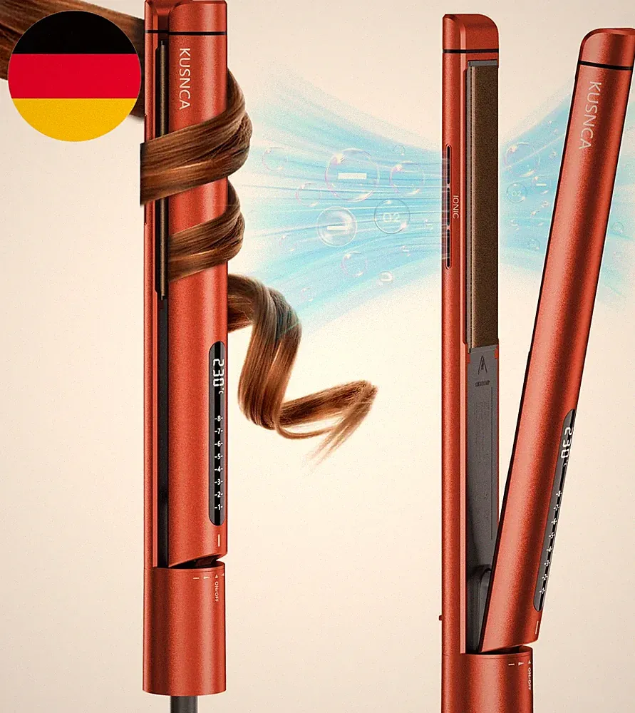 KUSNCA Ionen Glätteisen, 2 In1 Haarglätter Locken Und Glätten, anti Frizz Und Gl