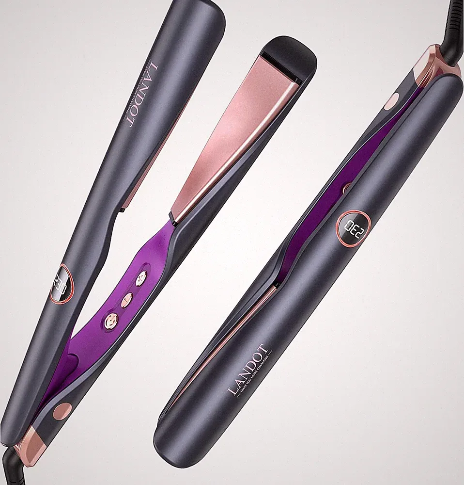 LANDOT Glätteisen 2 in 1 Locken und Glätten mit Keramikplatten 230 C, Schwarz