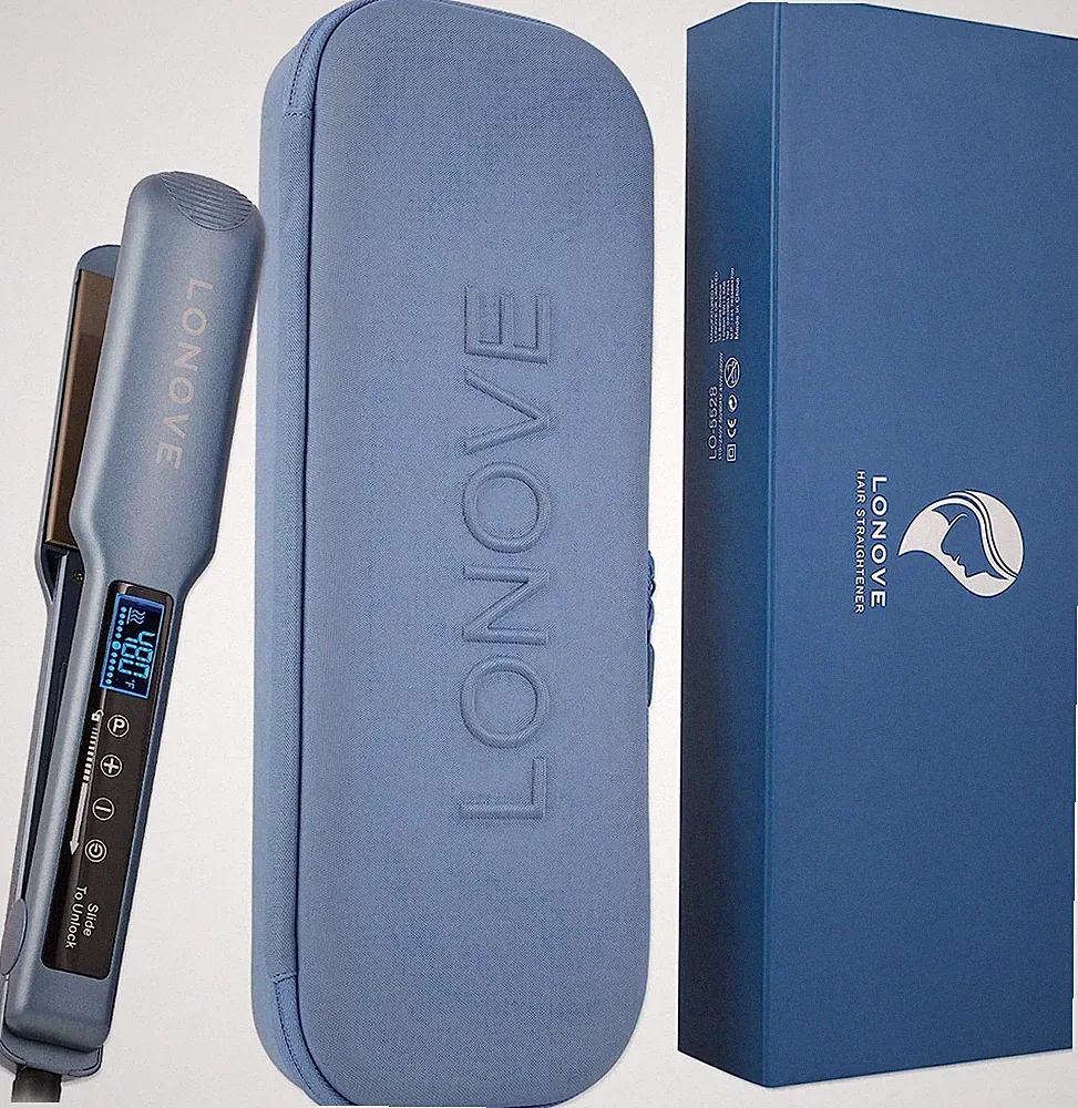 LONOVE Touch Control Titanium Wide Plate Haarglätter für dickes Haar - Pro