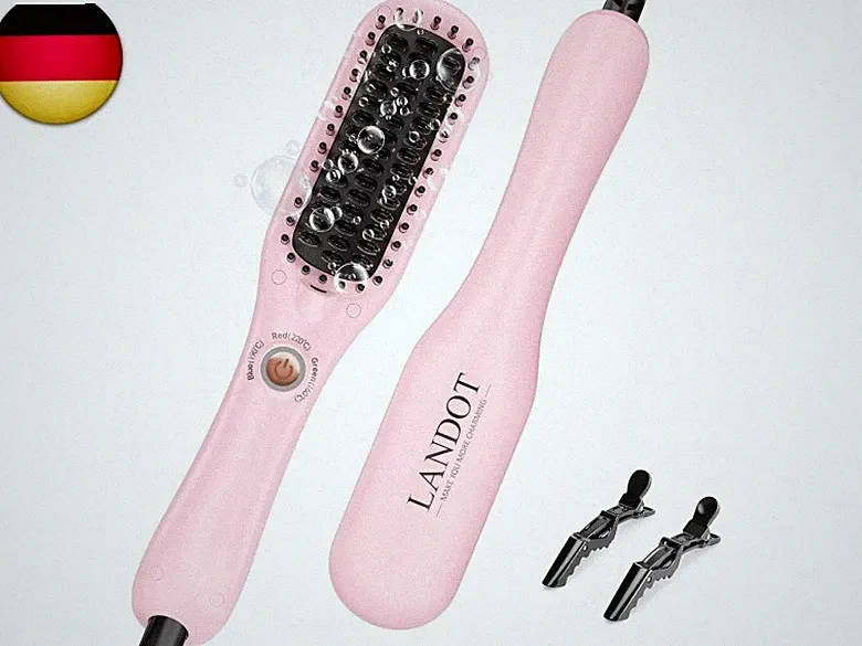 Mini Glättbürste Haarglätter Bürste: Glätteisen & Haarbürste 2in1 für Einfac