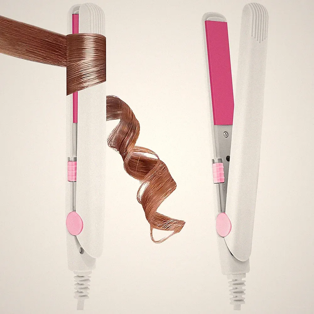 Mini Glätteisen, 2 in 1 Glätteisen Locken und Glätten, Mini Haarglätter für K...