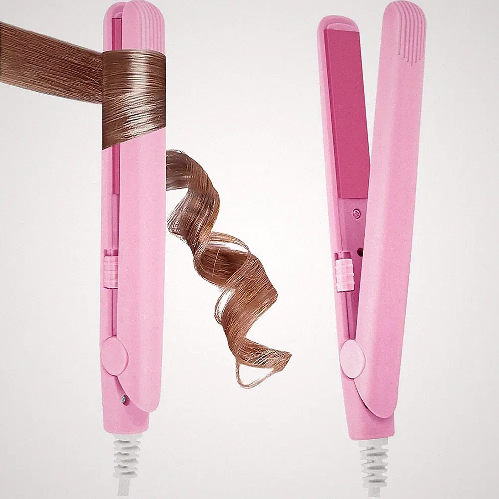 Mini Glätteisen 2-in-1 Lockenstab Haarglätter Tragbarer Reise Glätter