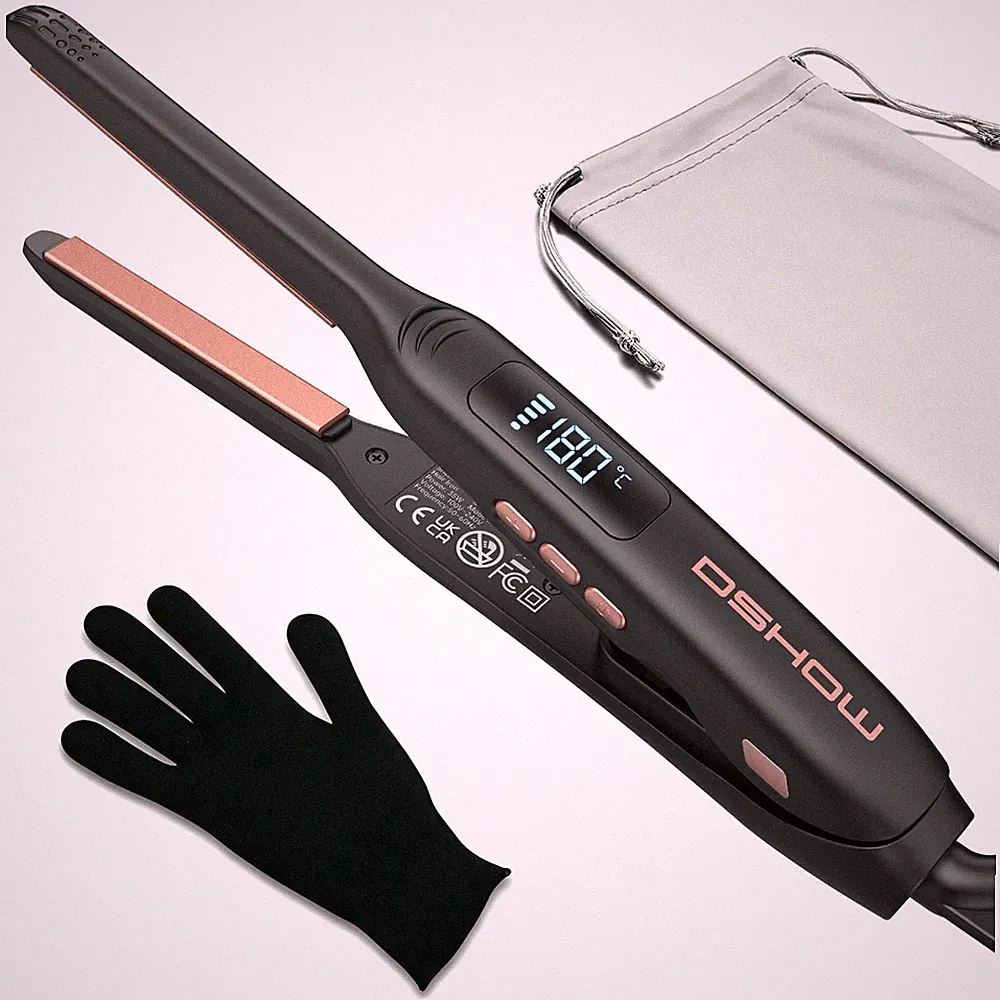 Mini Glätteisen für kurze Haare, Tragbarer 2 in 1 Haarglätter für Glätten und...