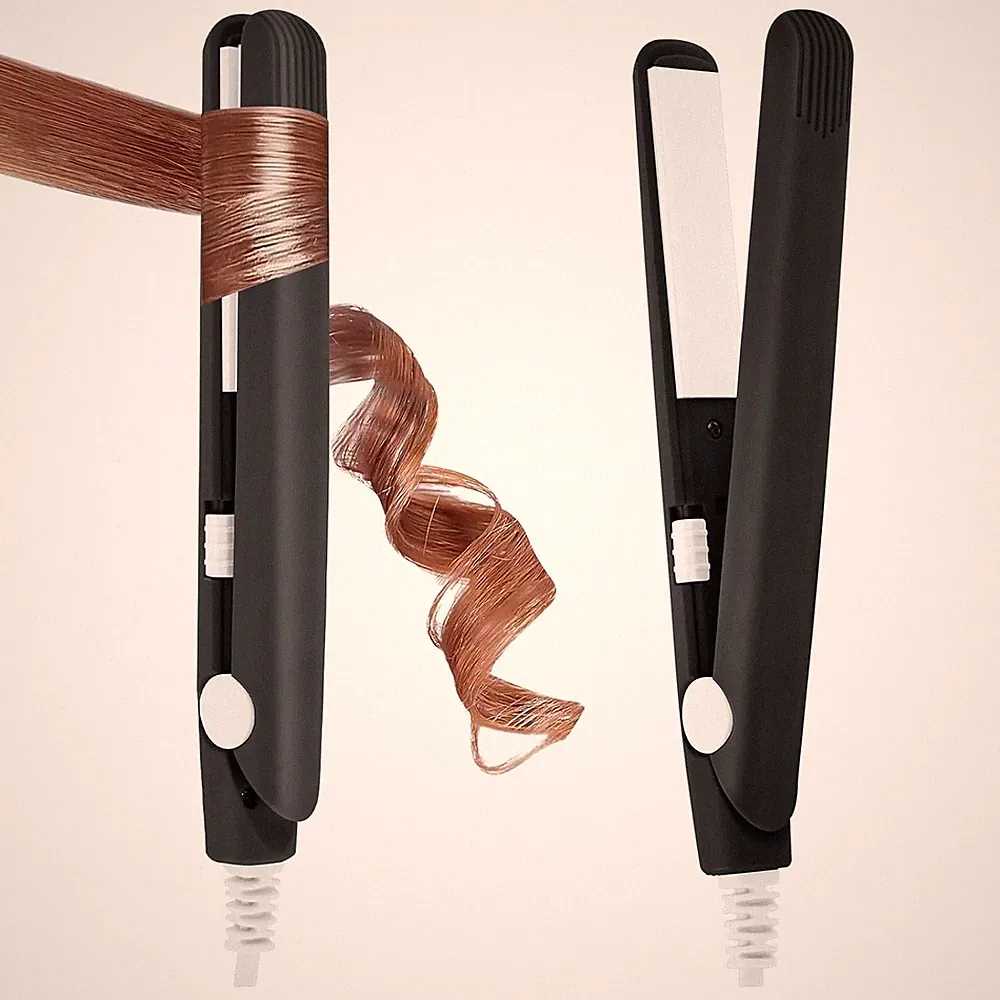 Mini Glätteisen Haarglätter und Lockenstab 2-in-1, Tragbarer Reise Lockenstab...
