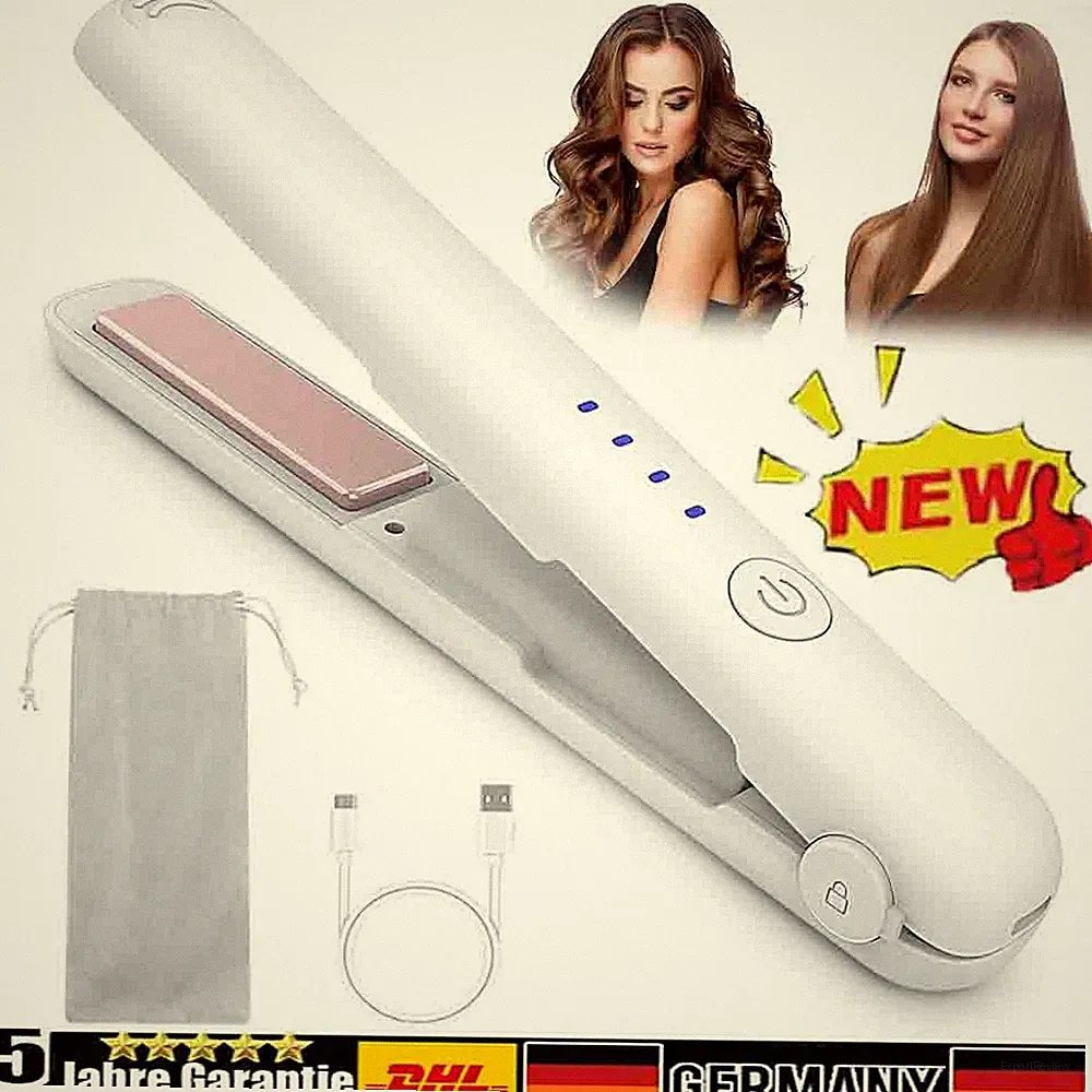 Mini Glätteisen Lockenstab 2-in-1 für kurze Haare Keramik 3200mAh Weiß