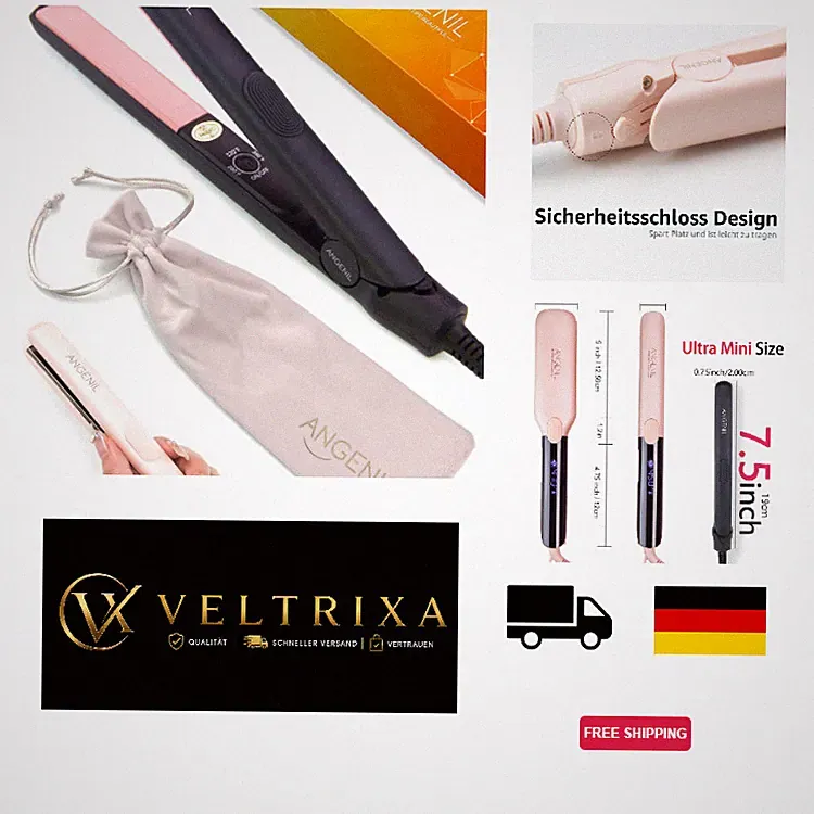 Mini Haarglätter 2 in 1 für Kurzes Haar, Tragbares Glätteisen Grau 190 C, 3