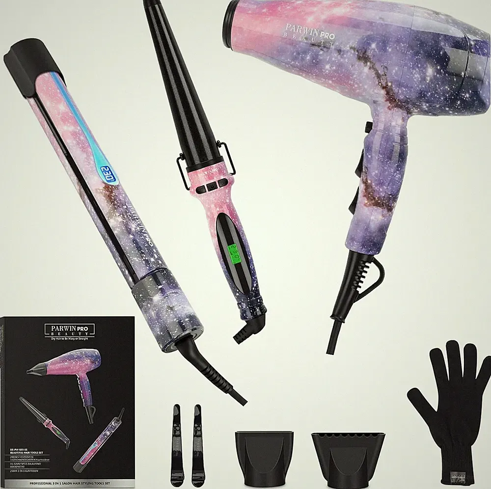 PARWIN PRO BEAUTY 3 in 1, Föhn Glätteisen Lockenstab, Styling Set, Ionen
