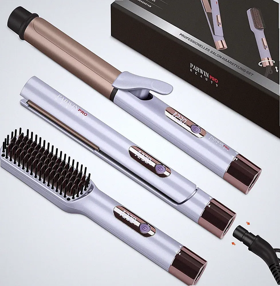 PARWIN PRO BEAUTY 3 in 1 Styling Set, Beinhaltet Glätteisen 25Mm -Lockenstab 32M