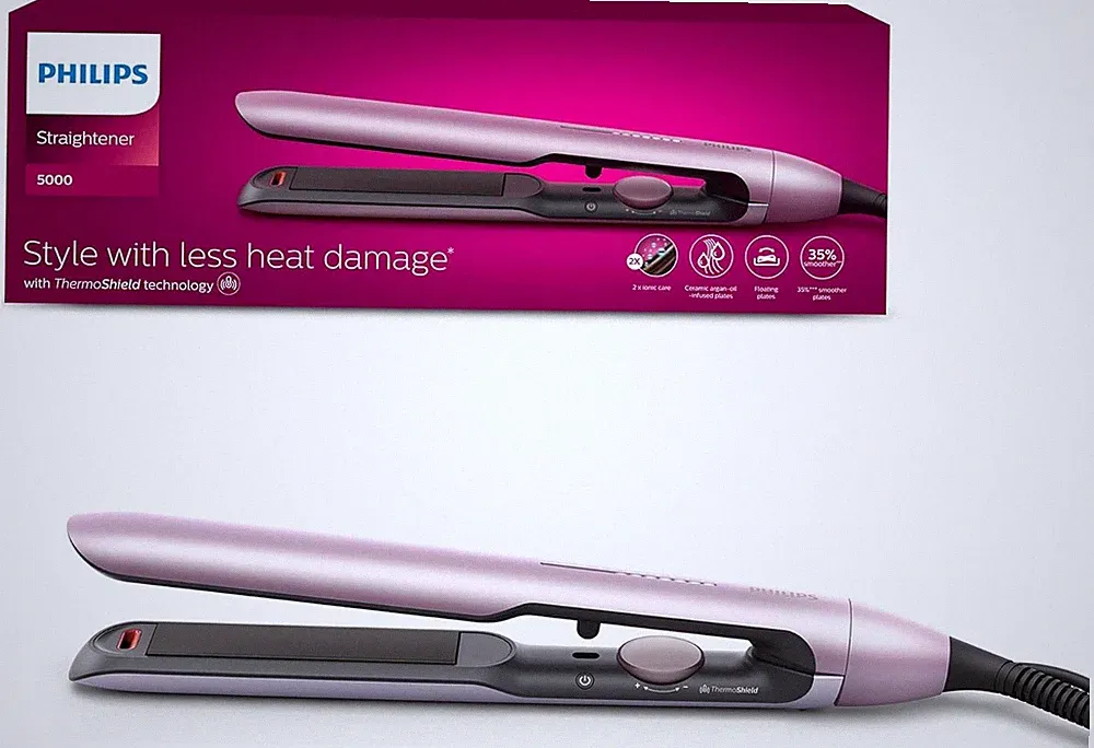 Philips Haarglätter 5000 Series ThermoShield Ionisierung Keramikplatten Hellrosa