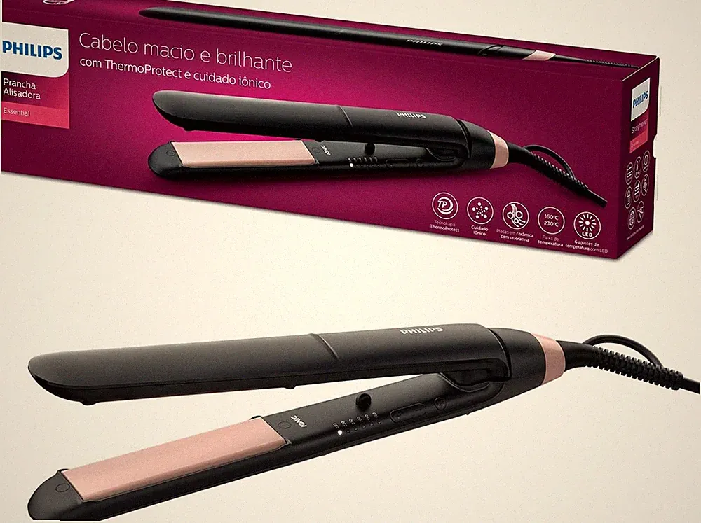 Philips ThermoProtect Haarglätter BHS378/00 Glätteisen Ionen Schwarz Pink
