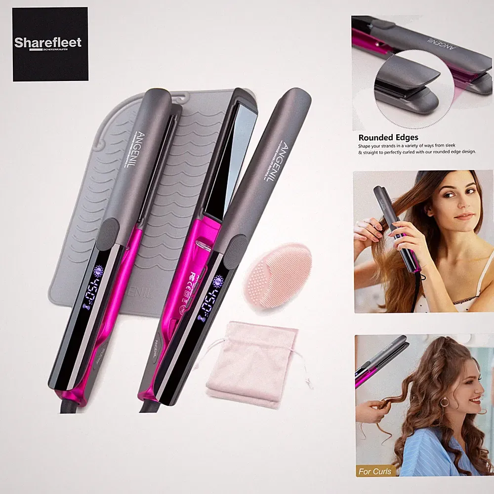 Professioneller Glätteisen 2.5 cm, Silikon-Verbrühschutz Locken keramik ion H...