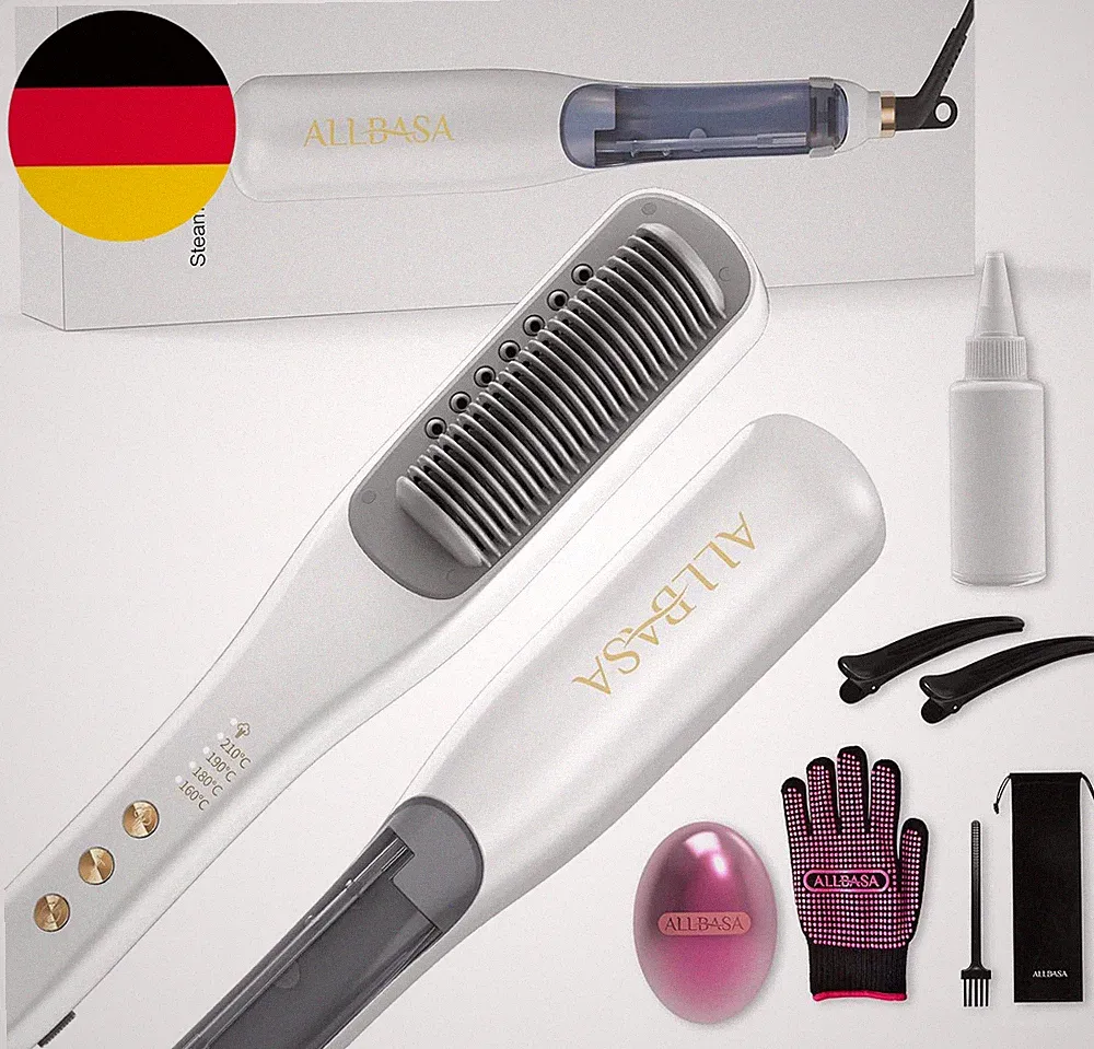 Professionelles Dampf-Glätteisen – Glättbürste Mit Dampf Für Haare, 4 Einstellba