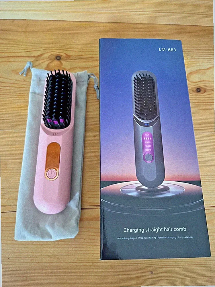 Reise Akku Haarglätter/Haarkamm Modell: LM-683 - Rosa - Neu