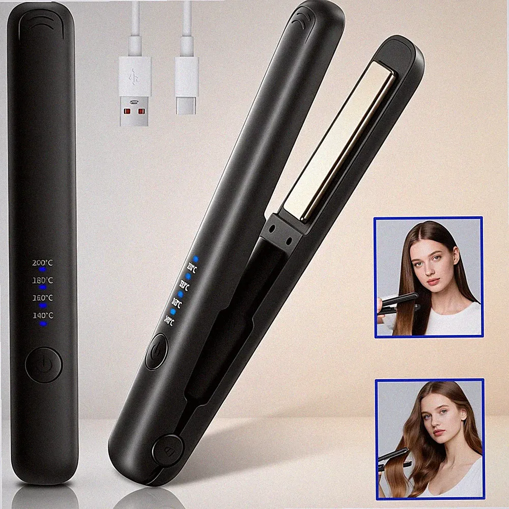 Reise Glätteisen Lockenstab Haarglätter Glätteisen Locken und Glätten 3200mAh