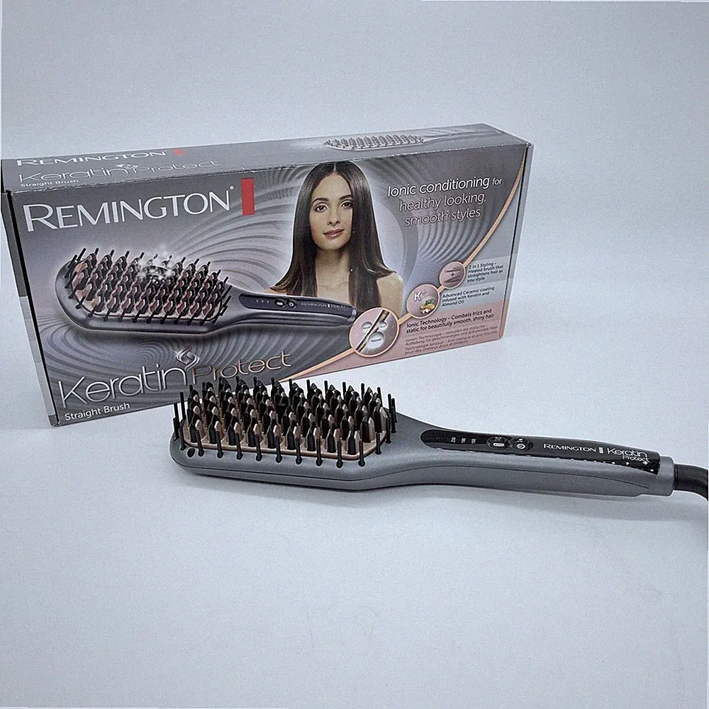 Remington Glättbürste Keratin Protect Ionen 2in1: Glätteisen & Haarbürste (Kerat