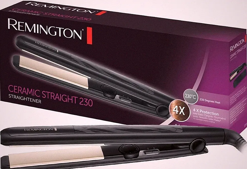 Remington Glätteisen Ceramic Straight (4-facher Schutz: antistatische Keramik-Tu