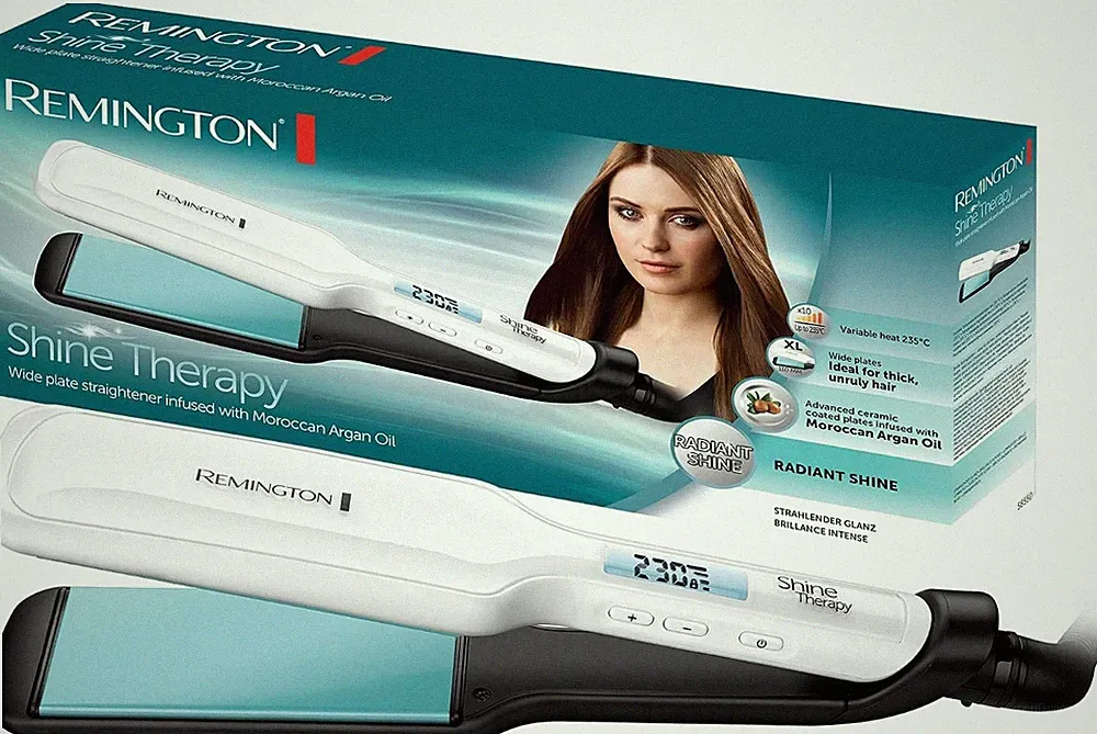 Remington Glätteisen S8550 Shine Therapy Keramik 235°C Türkis Breit