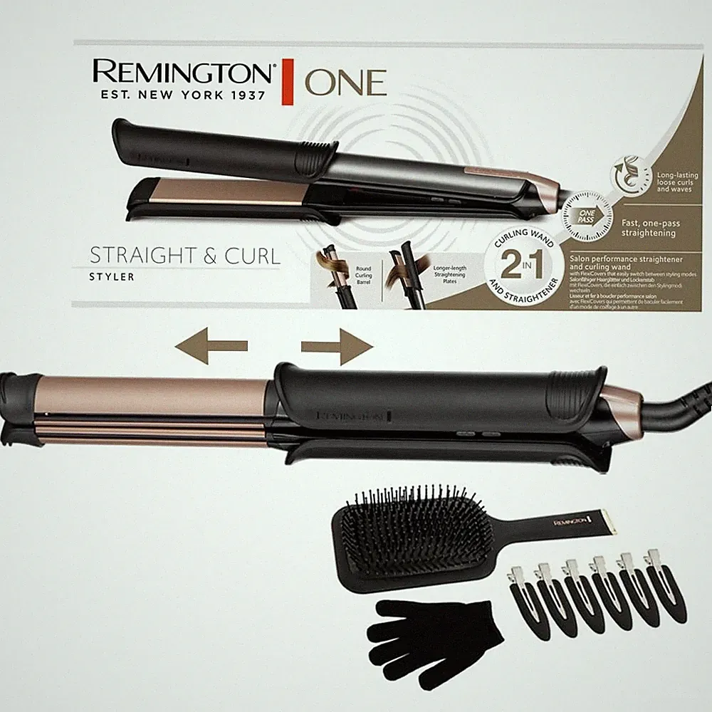 Remington ONE Glätteisen & Lockenstab [2in1 Multistyler] Glätt-/Lockenmodus mit