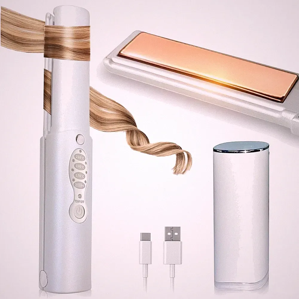 Schnell Erhitzendes Glätteisen Titan 2 in 1 Mini Kabellos 3 Temp. Einstellungen