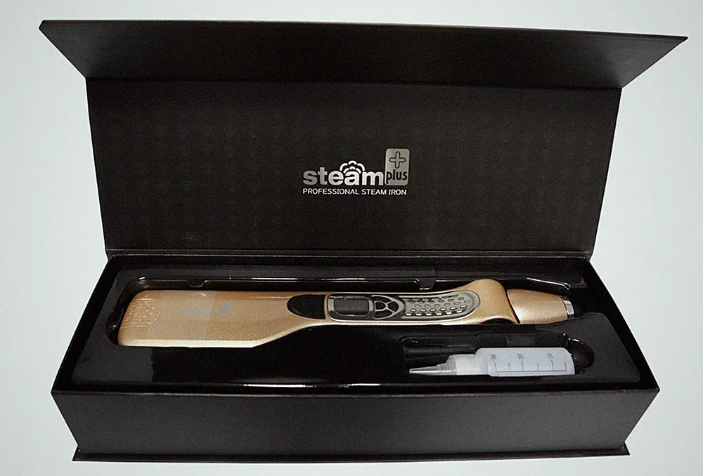 Steam+ Plus Profi Dampf Glätteisen Haarbürste Steam Hair Straightener Kupfergold