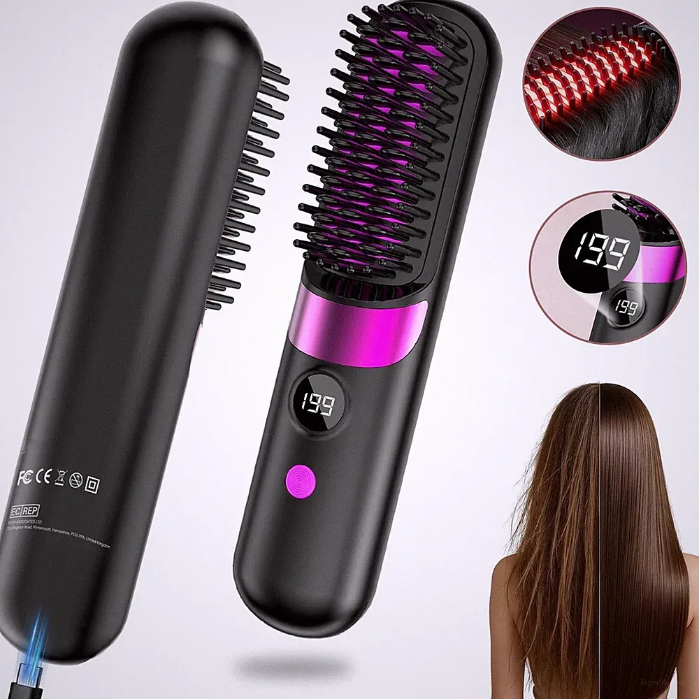 Stylingbürste Glättbürste Kabellos Tragbare Glättungsbürste für Haarstyling