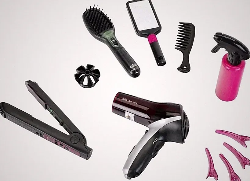 Theo Klein 5873 Braun Friseur Haar-Styling Mega Set Kinder Glätteisen Bürste