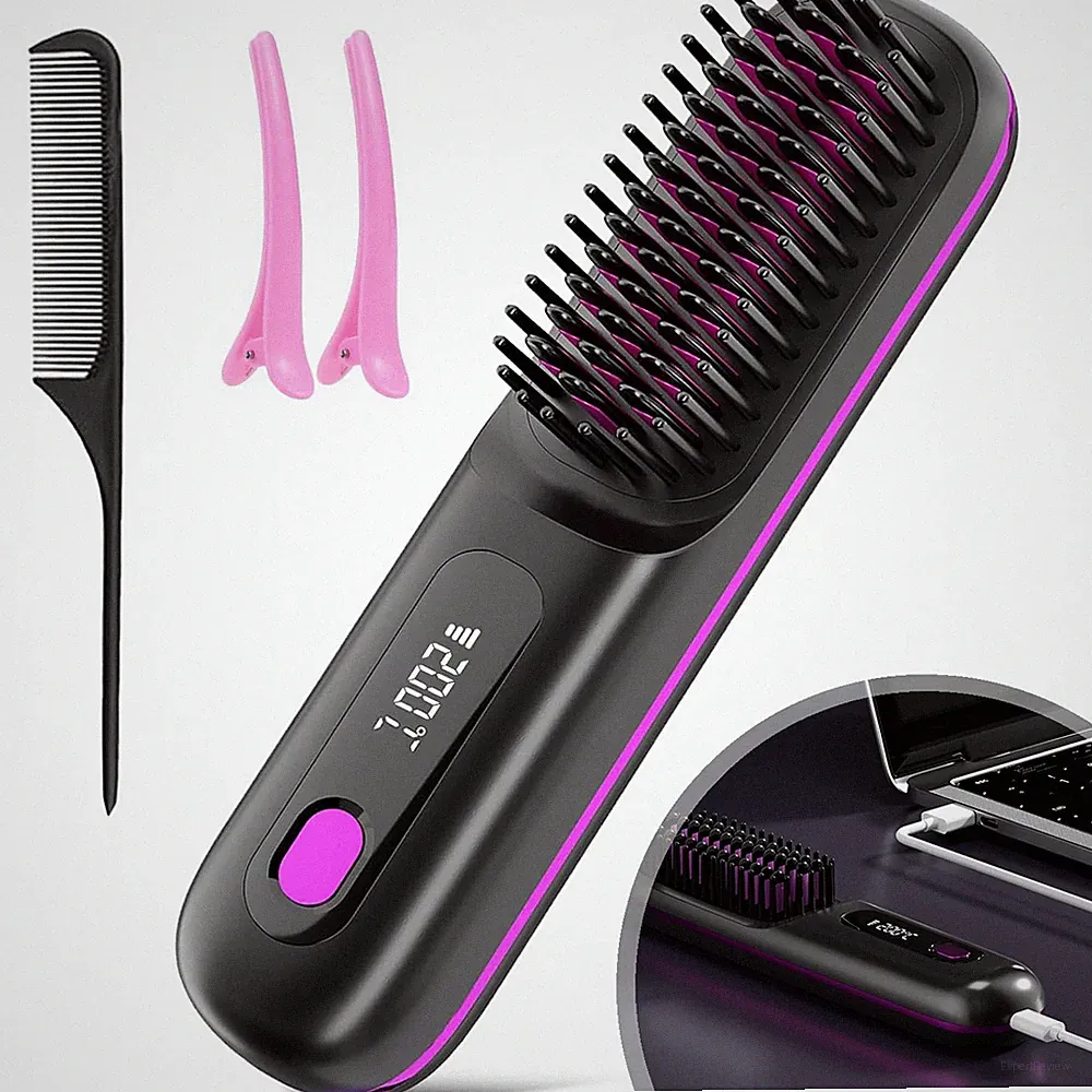 Tragbare Bürste Glätten Haarglätter Bürste Glättbürste Haarglättungsbürste DE