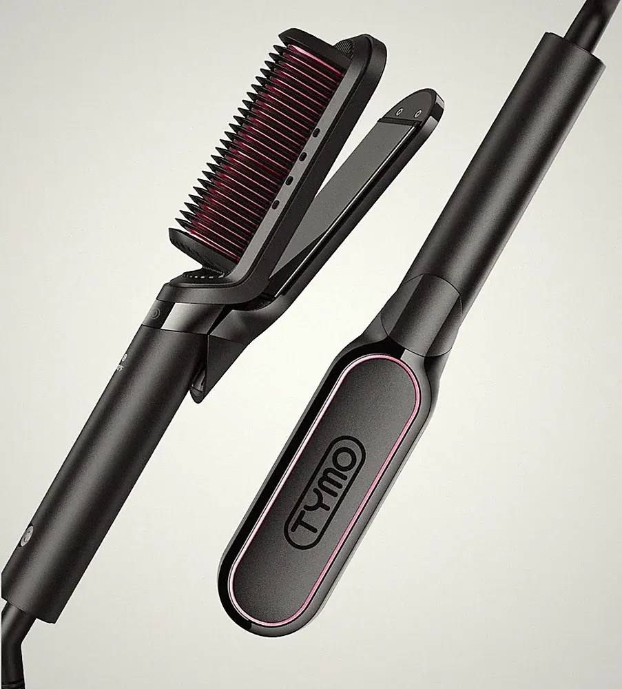 TYMO Glätteisen Haar-Glätter Bürste - 2 in 1 Glätteisen, Locken und Glätten