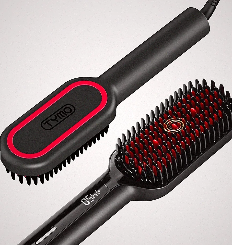 TYMO Ionen Haar-Glätter-Bürste - TYMO IONIC, Professionelle Glätt-Bürste, Rot