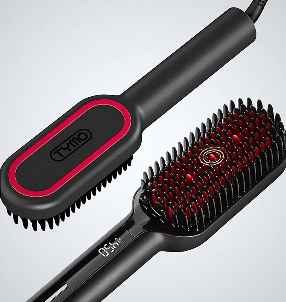 TYMO Ionic Plus Haarglätter Bürste Heißkamm für Frauen bequem schwarz