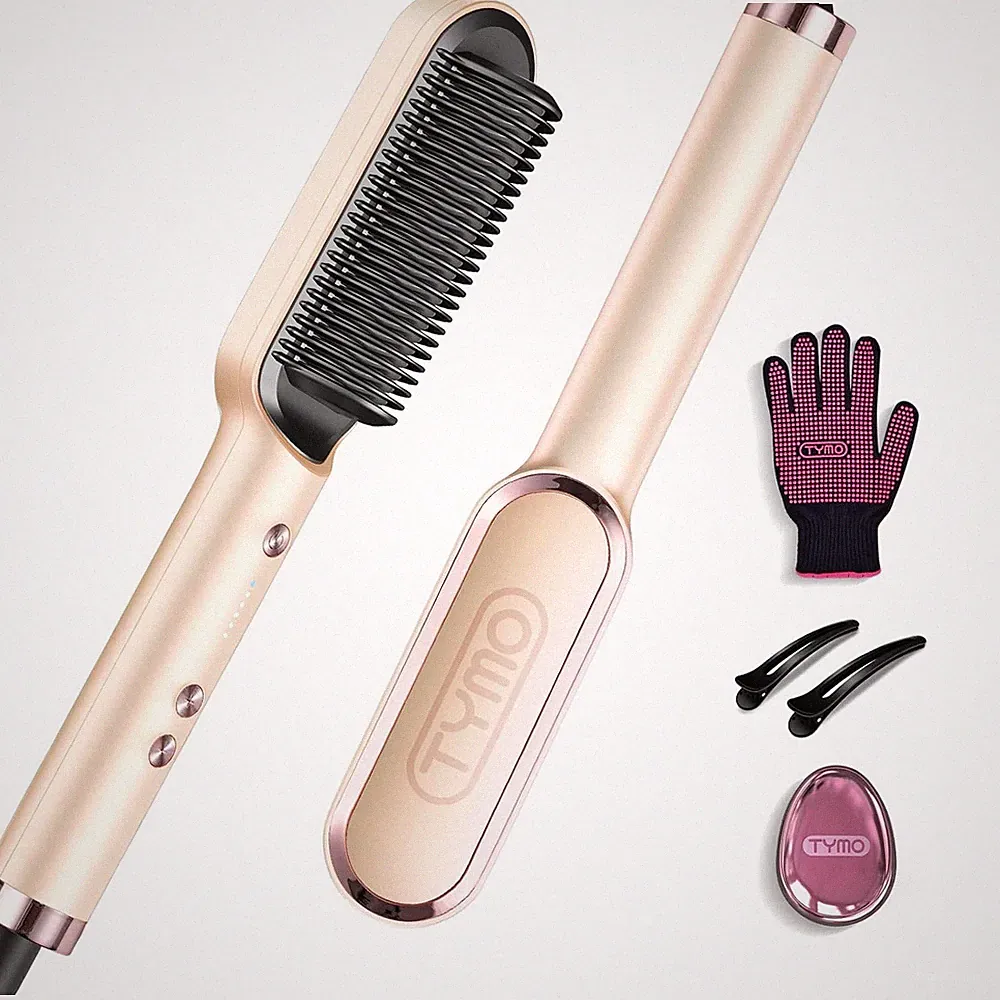 TYMO RING Glättbürste Haarglätter Bürste Keramik Glätteisen & Haarbürste, 25s
