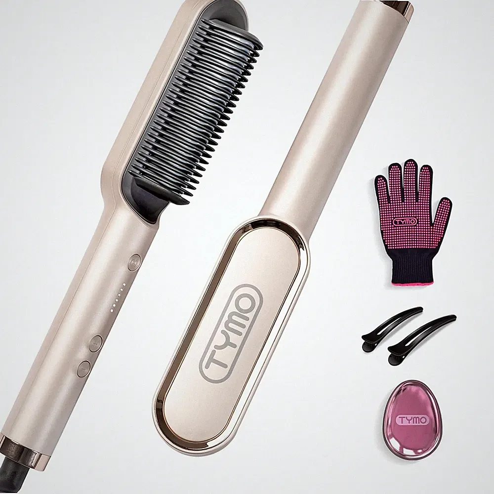 TYMO RING Glättbürste Haarglätter Bürste - Keramik Glätteisen und Haarbürste