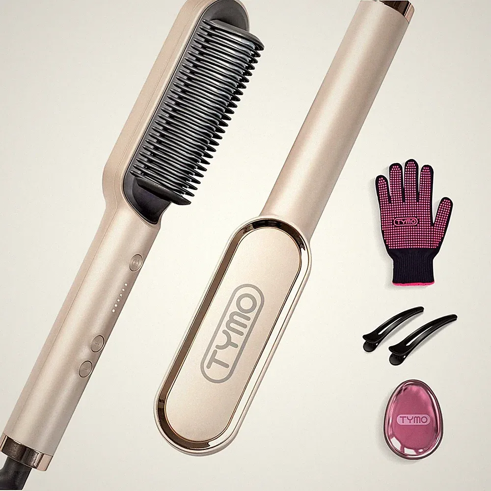 TYMO RING Glättbürste Haarglätter Bürste - Keramik Glätteisen und Haarbürste 2