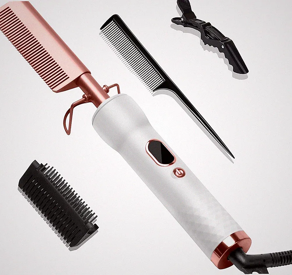 UKLISS Glätteisen Glättbürste, Haarglätter Bürste mit LCD 120-230?