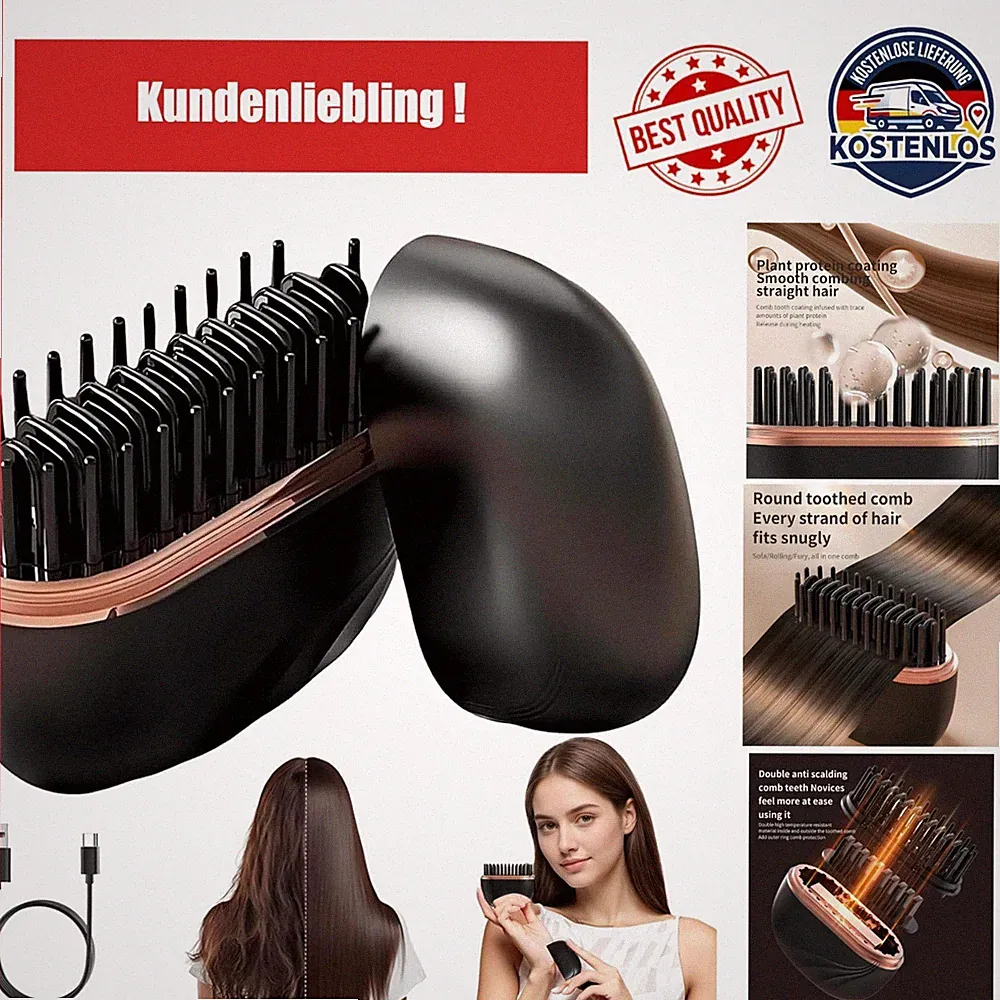 XUDUOO Mini Glätteisen Kabellos, Haarglätter Bürste, 3 Temperaturstufen