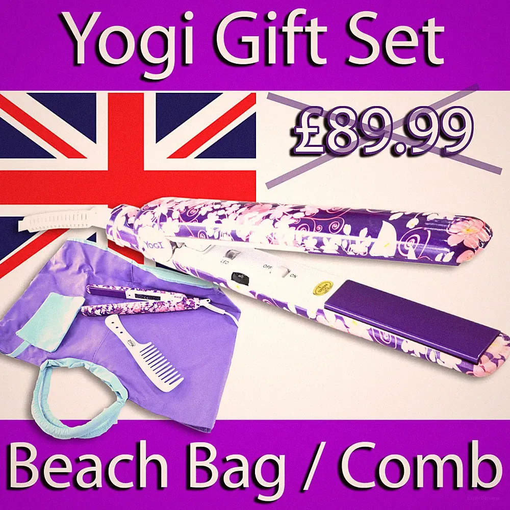 YOGI IONISCHER TURMALIN HAARGLÄTTER STRANDTASCHE KAMM GESCHENKSET LILA BLUME